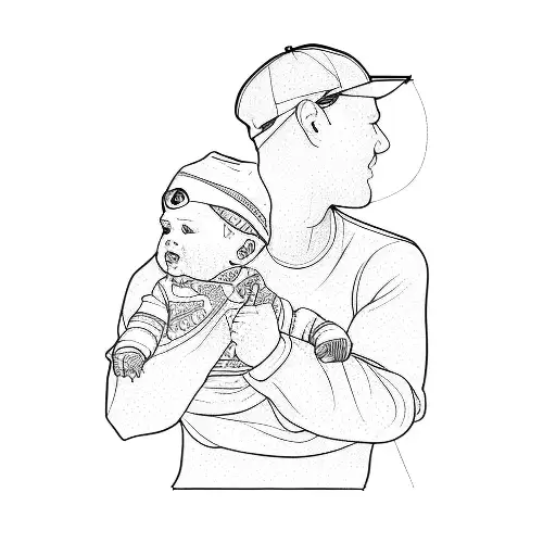 A Man Holding A Baby In A Yellow Hat