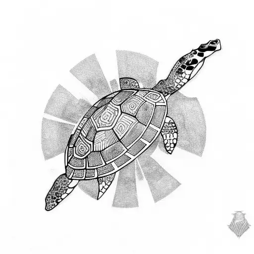 Black And White Polynesian Style Turtle