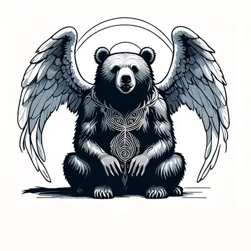 Bear Sitting With Angel