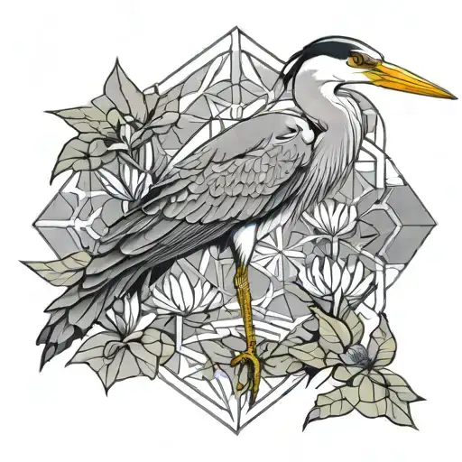 Grey Heron And Dragonfly