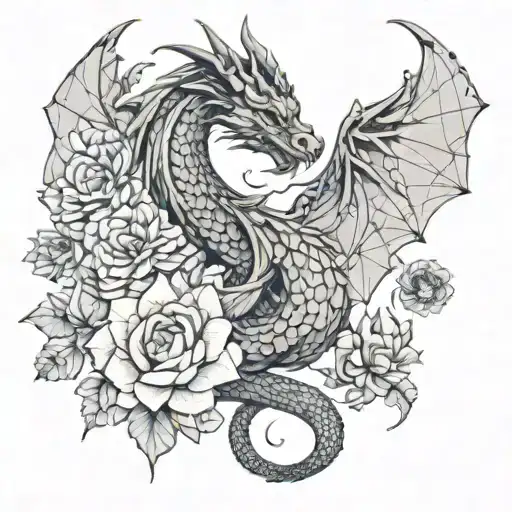 Dragon With Flowers