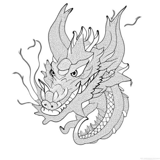 Dragon With Flowers Vertical