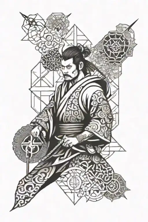 Upper Arm Tattoo Samurai Japan Sacred Geometry
