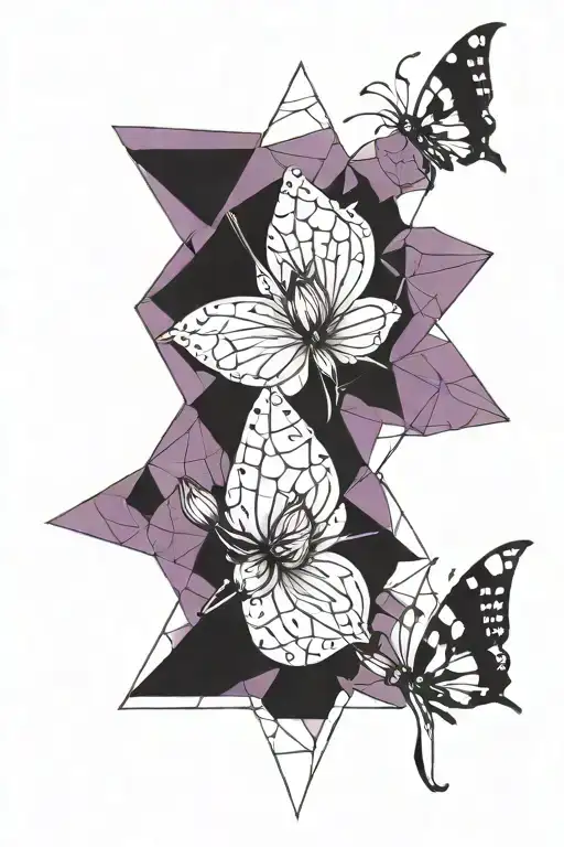 Moth Amethyst Lotus Flower Surrounded