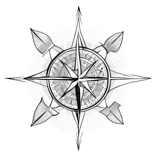 Left Side Of Compass With Arrow Through The Middle