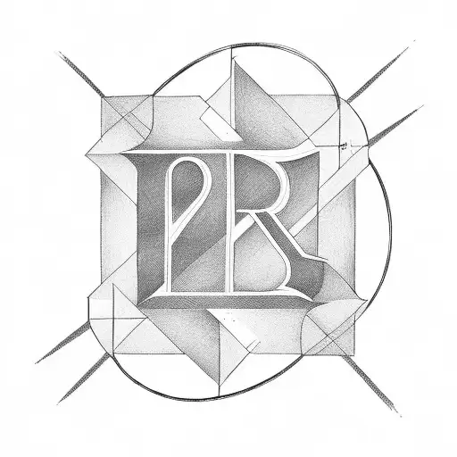Abstract Line Drawing Representing The Letter R And N