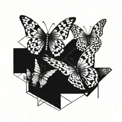 Small Bird Flying 5 Butterflies