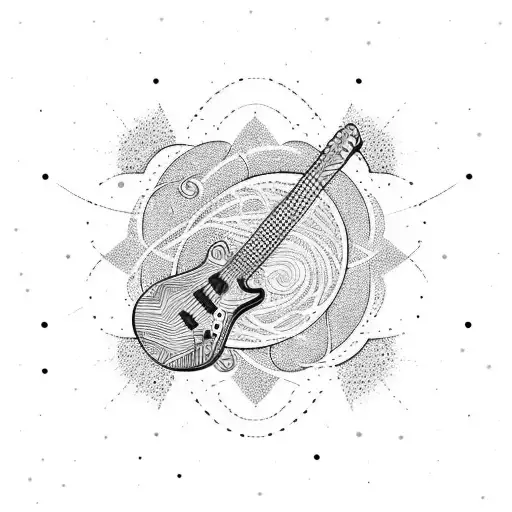 A Guitar Neck Entwined With Swirling Galaxy Patterns