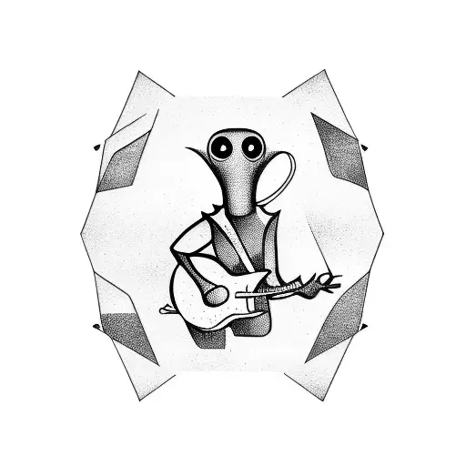 Alien Playing Guitar On Space