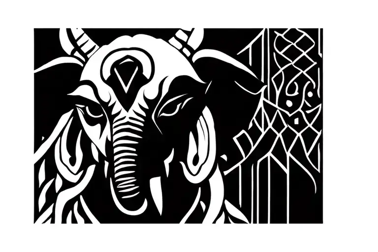 Sri Lankan Devil Mask And Elephant Head