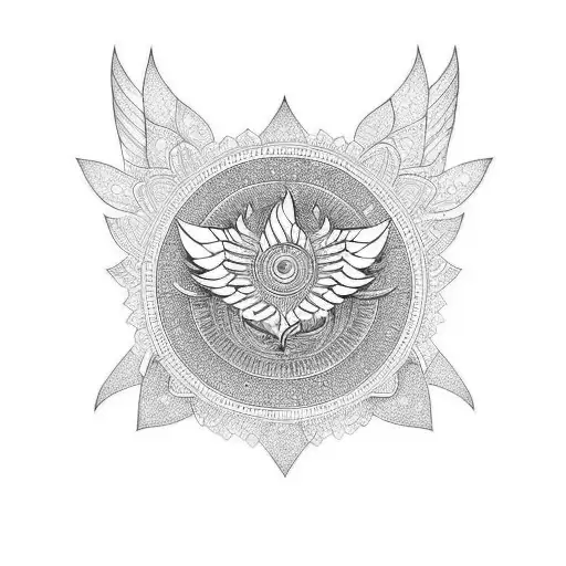 Mandala That Include The Word Hope And A Phoenix Bird