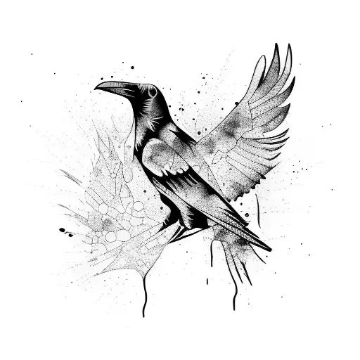 Raven With Paint Splash