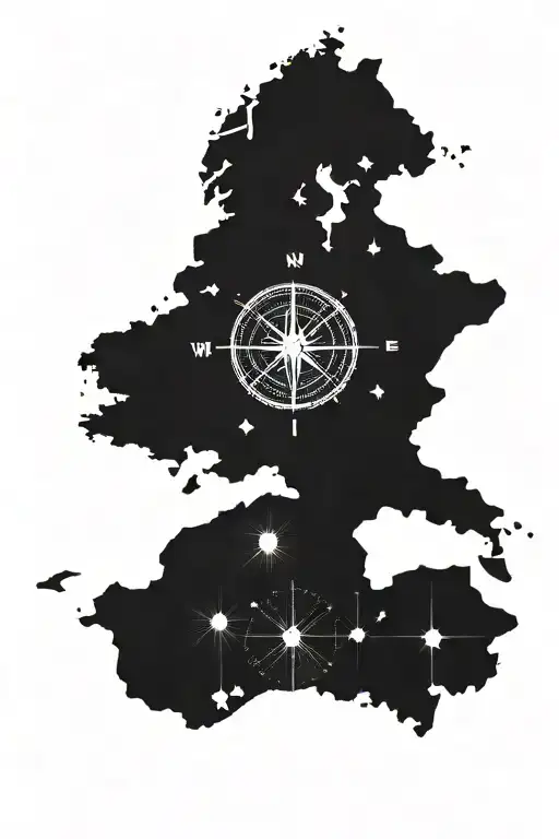 World Map An Compass In The Background