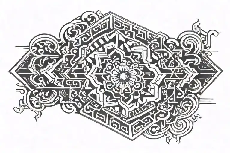 Black Arm Band Tattoo Design Incorporating Geometric Patterns