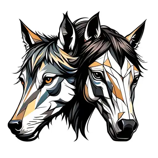 Wolf And Horse Side By Side