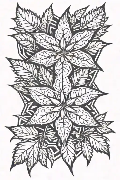 Flamboyant Flower And Cannabis Leaf Intertwined