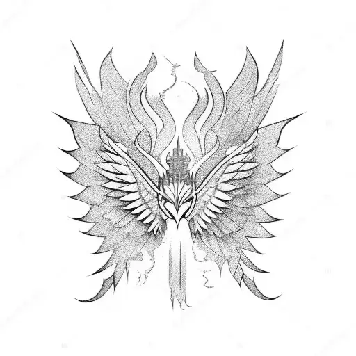 Pheonix Wings With Crown In The Middle