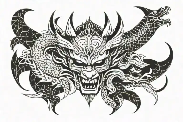 Dragon And Samurai Japanese Mask