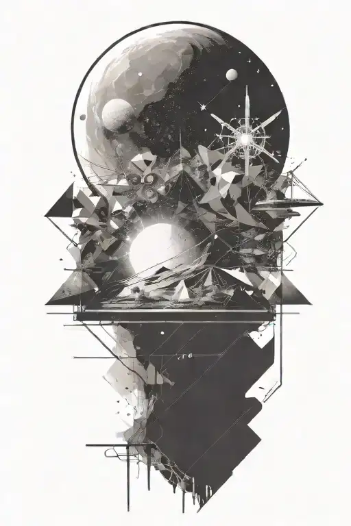 A Space Landscape Inspired By Technology That Shatters Into Geometric Pieces