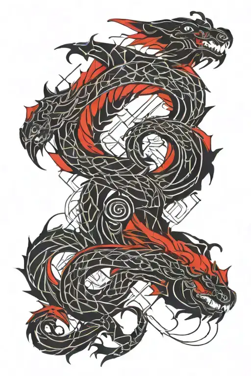 Dragon Red And Black