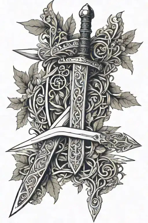 Longsword With A Handle Made Of Tree Branches