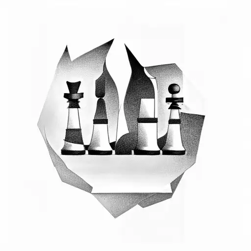 Chess Pieces As Figures In A Surreal Landscape