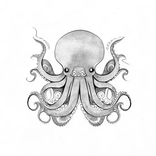 Simple Octopus With A Dab Of Watercolor And Geometric Style