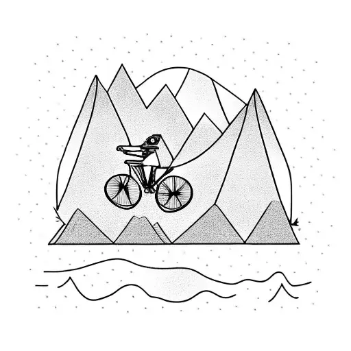 A Cyclist Riding Towards A Mountain With Baggage On His Bike