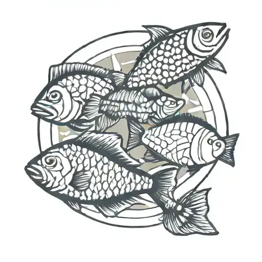 Fishes And Bread On A Circle