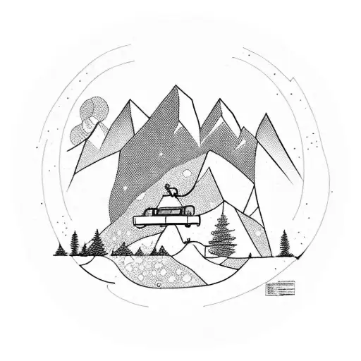 Grenoble Cable Car Against Alpes At Sunset