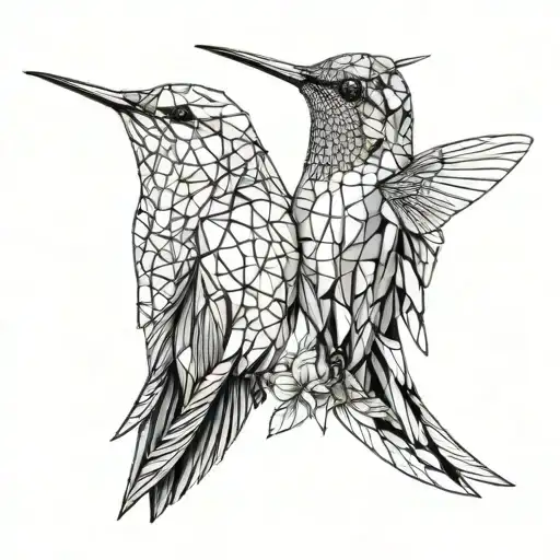 Two Hummingbird Birds Looking Towards Eachother