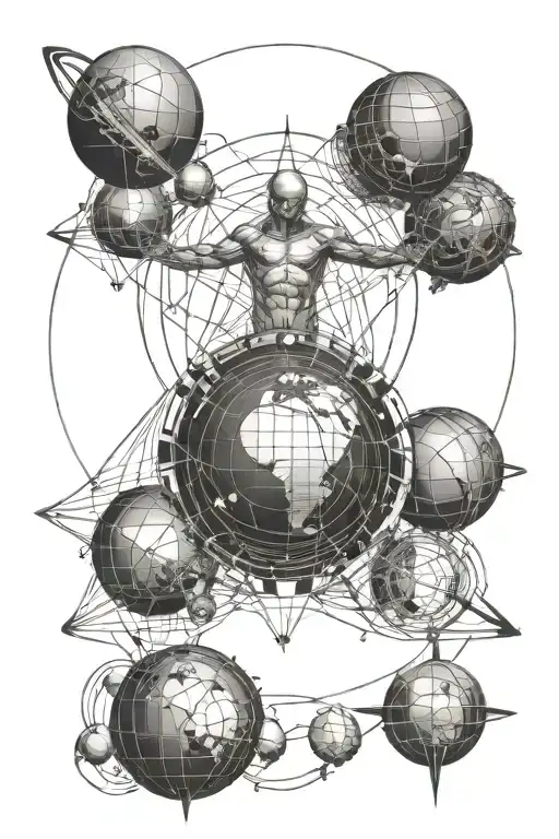 Atlas With Planets Orbiting