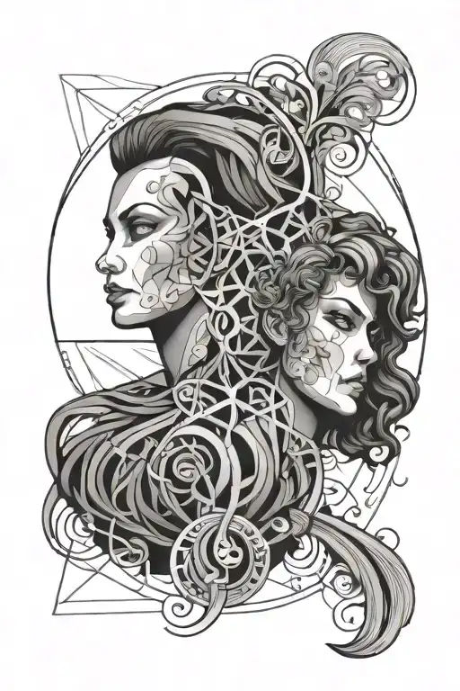 Gemini Twins With Circle Background