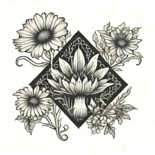 Daisy Flower With Mushroom Forest