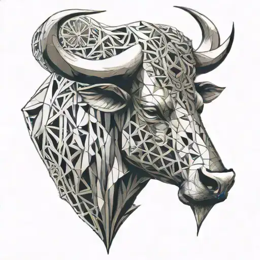 Medallion Around Geometric Bull Head