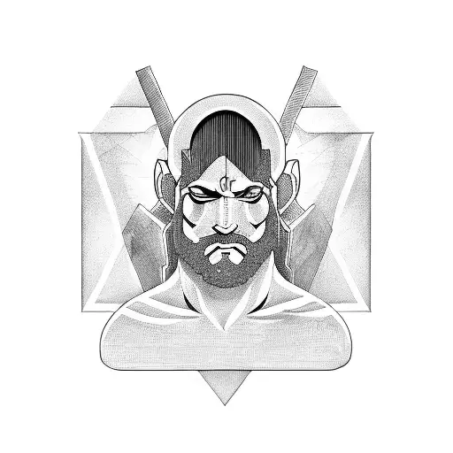 Greek God Of War In A Hacking-themed Background