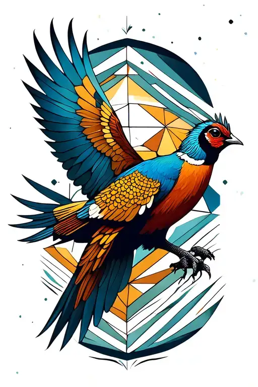 Geodesic Pheasant In Flight