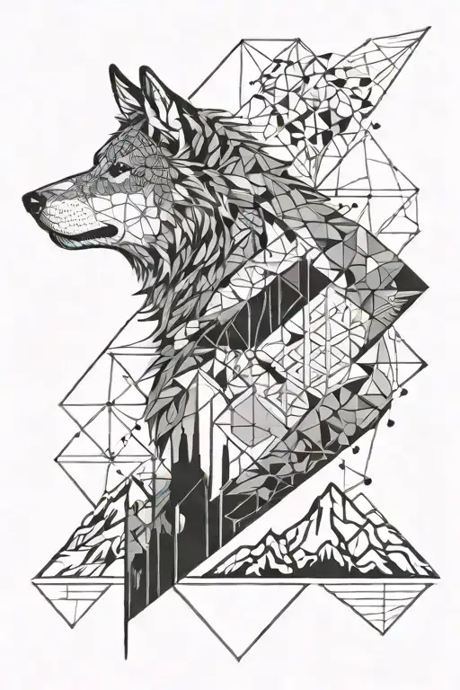 Wolf With Mountains