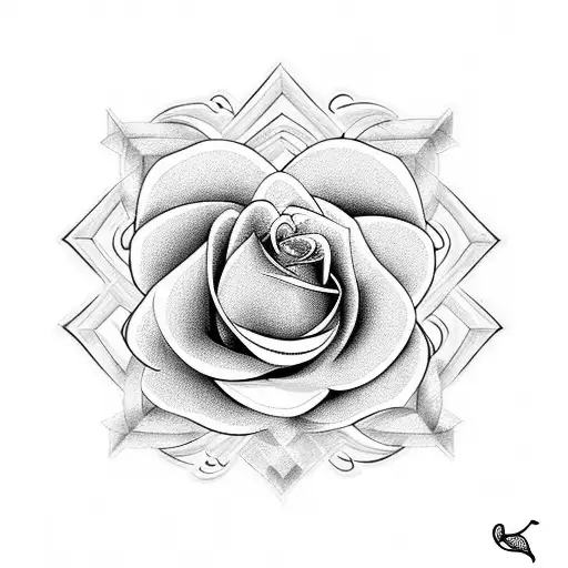 Fleur De Lis And Rose Along A Line