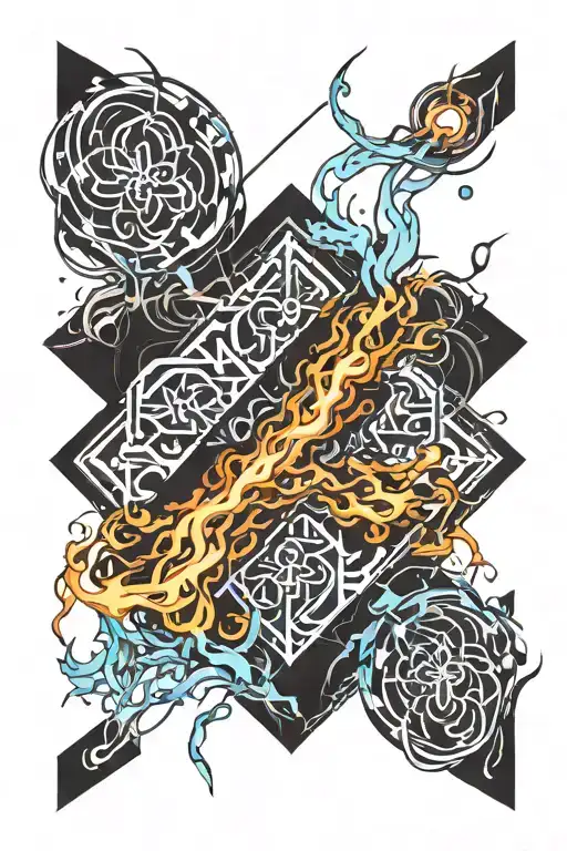 Crossroad With Fire And Water On Both Sides Intertwined