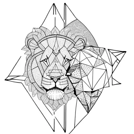 Lion In Triangle With African Lady