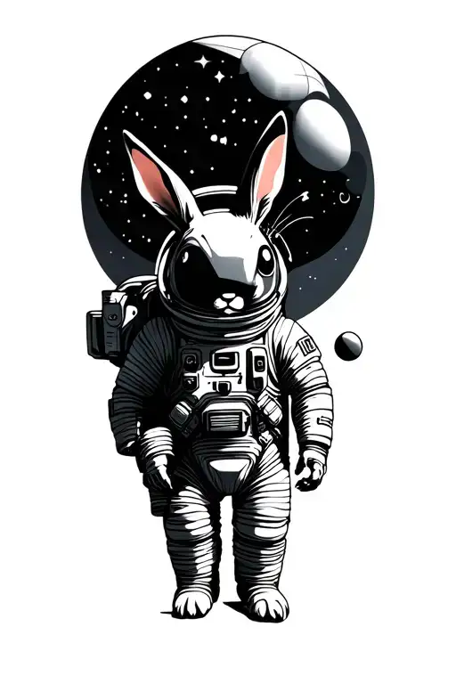 Astronaut Bunny Rabbit In A Space Suit
