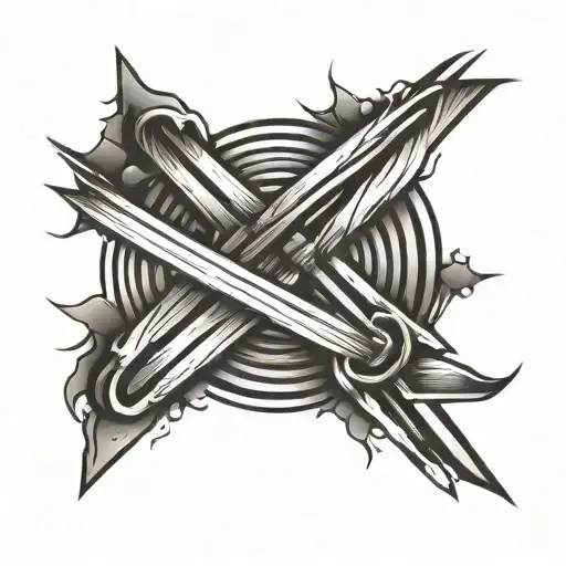 Belt Tattoo Design From 2 Abstract Grunge Brush Lines