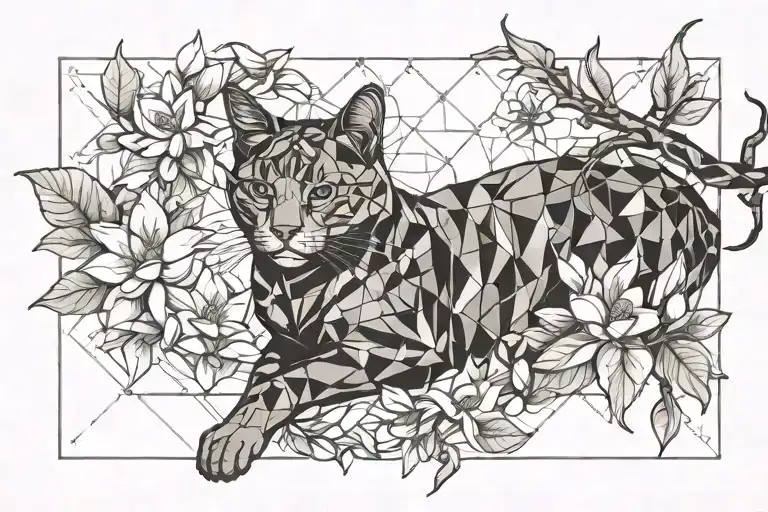 Cat Laying Down On Magnolia Branch