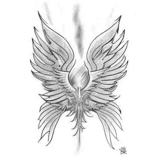 Phoenix 2D Wings Are Fire Tribal Accents Abstract