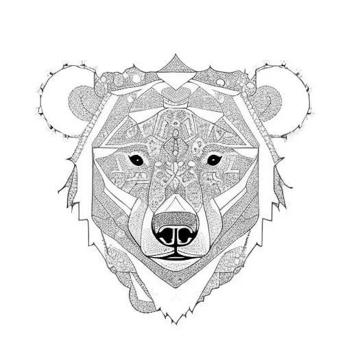 A Majestic Polar Bear Surrounded By Intricate Geometric Patterns