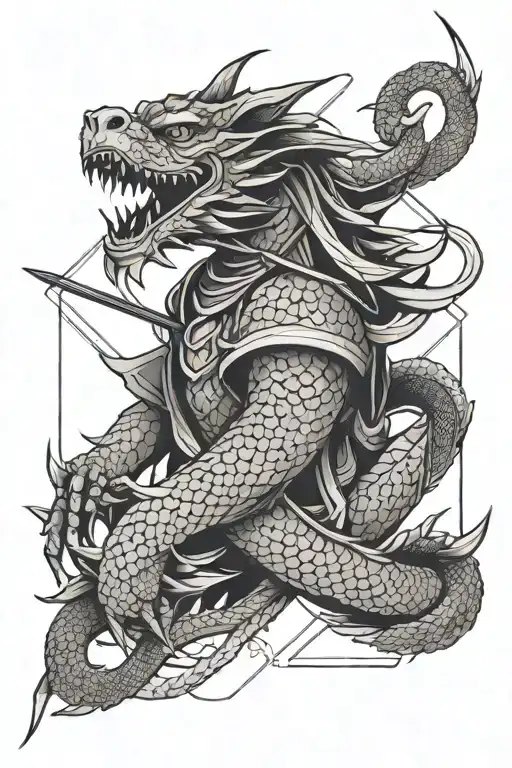 Underarm Geometric Samurai Dragon Fish