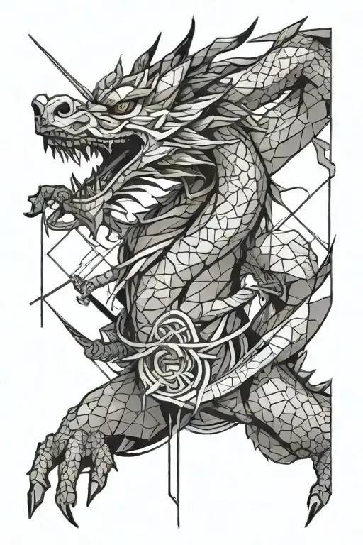 Underarm Geometric Samurai Dragon