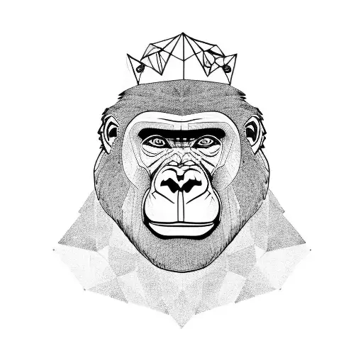 A Gorilla Wearing A Crown Contour Geometries