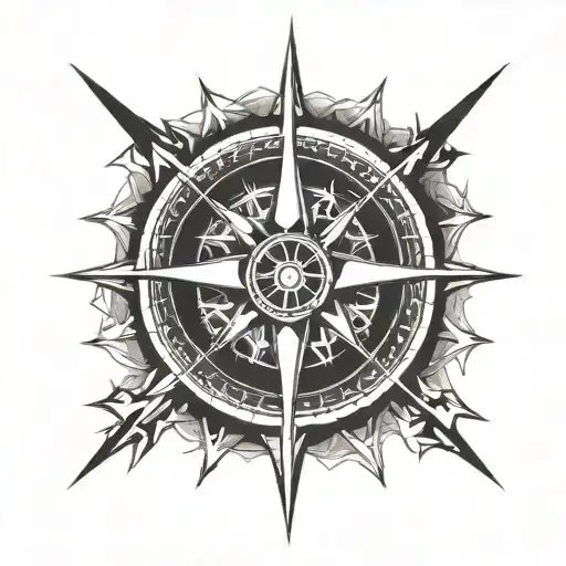 Compass With 13 Point Lighting Bolt Compass Needle